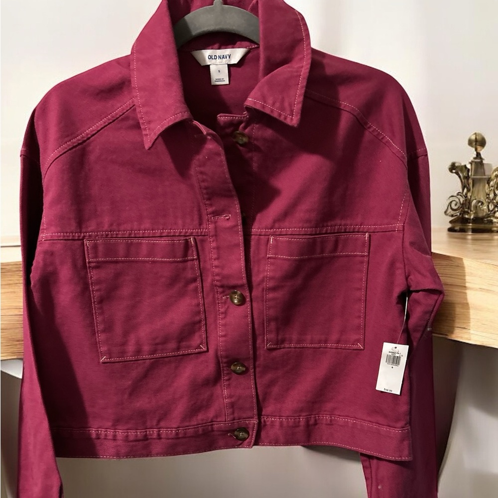 Old Navy Women’s Size Small Plum Colored Button Up Jacket New With Tags